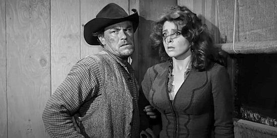 Jack Lambert as Tex harassing Helen Crane (Tina Louise) in Day of the Outlaw (1959)