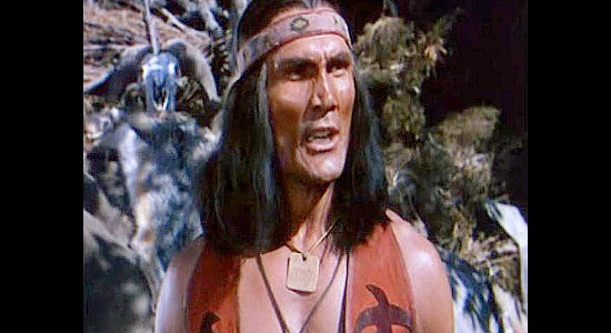 Jack Palance as Toriano, home from the East and ready to lead his people in a new war against the whites in Arrowhead (1953)