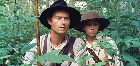 James Badge Dale as Wade with Owen Teague as Samuel in Echoes of War (2016)