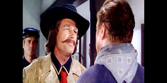 James Millican as Gen. George Custer, congratulating John Vickers on a job well done in Warpath (1951)