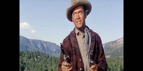 James Stewart as Howard Kemp, determined to hold onto his bounty at any cost in The Naked Spur (1953)