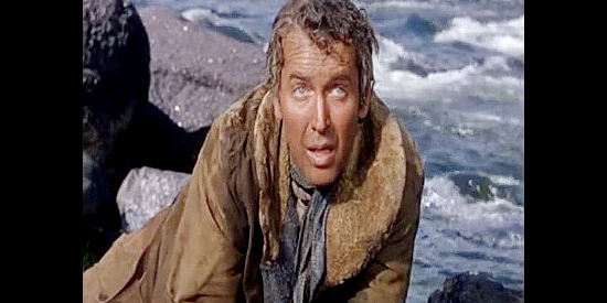 James Stewart as Howard Kemp, on the trail of a $5,000 bounty to buy back a ranch he lost in The Naked Spur (1953)