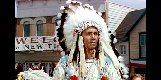 Jay Silverheels as Tecumseh, dealing with a more warlike brother, The Prophet, in Brave Warrior (1952)