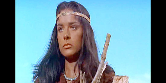 Jean Peters as Nalinle, spotting possible trouble for herself and Massai in Apache (1954)