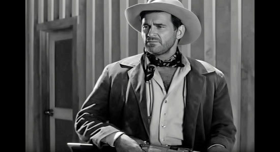 Jeff Morrow as Hack Williams, arriving in Copper Sky and finding himself accused of murder in Copper Sky (1957)