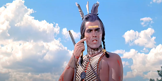 Jeffrey Hunter as Little Dog, the Cheyenne warrior who befriends Josh Tanner in White Feather (1955)