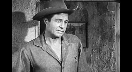 Jim Davis as Marshal Matt Gordon, using Sherry as lure to capture Cheney Holland in A Lust to Kill (1958)