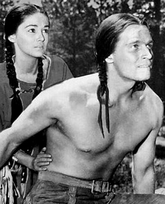 Joan Taylor as Luta and Charlton Heston as War Bonnet in The Savage (1952)