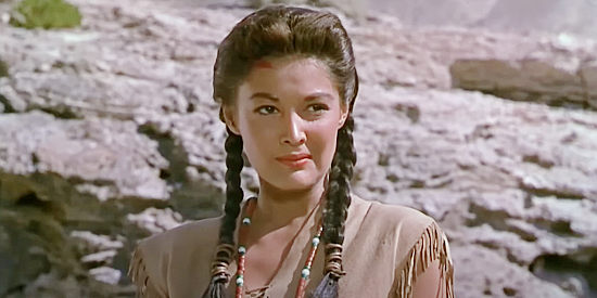 Joan Taylor as Wanimaf, Taslik's war-like sister in War Paint (1953)