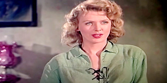 Joan Vohs as Fortune Mallory, the pretty escapee from Fort Ti whom Capt. Horn isn't sure he can trust in Fort Ti (1953)