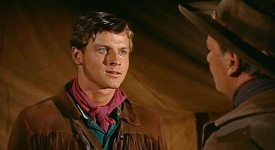 Jody McCrea as Lt. Baker, predicting Sam Houston's next move to Sam Houston in The First Texan (1956)