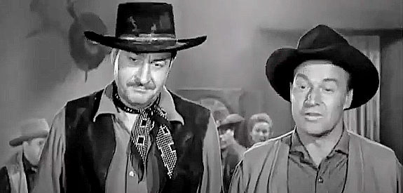 Joel Ashley as Messendyke and John Pickard as Van Horn, two of Thorton Wills' henchmen in The Broken Star (1956)