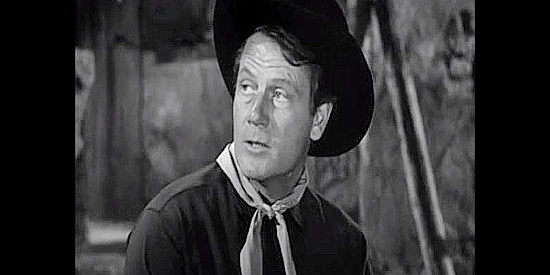 Joel McCrea as Wes McQueen, deciding whether Colorado Carson should go or stay in Colorado Territory (1949)