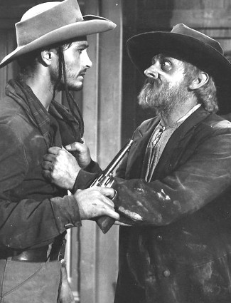 John Derek as The Kid and John Qualen as Travis in Ambush at Tomahawk Gap (1953)