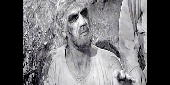 John Dierkes as Ez, a trapper left blind after the Blackfeet burned out his eyes in Blood Arrow (1958)