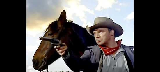 John Doucette as Rick Largo, one of the outlaws who turn on John Banner in Dakota Incident (1956)
