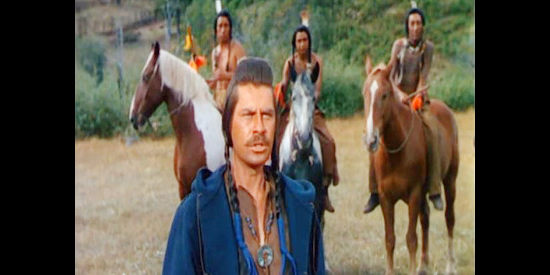 John Hodiak as Brecan, a white man who's friendly with the Blackfoot Indians in Across the Wide Missouri (1951)