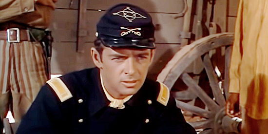 John Hudson as Lt. George Bascom, a young officer tricked into renewing hostilities with the Indians in The Battle at Apache Pass (1952)