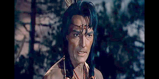 John Russell as Sioux Chief Gall, losing his patience wiht Sayapi in Yellowstone Kelly (1959)