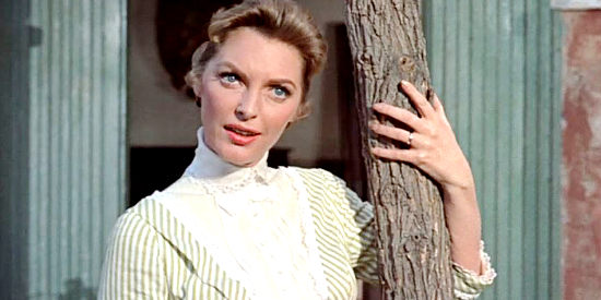 Julie London as Helen Colton, the unhappy wife with a roving eye that lands on Martin Brady in The Wonderful Country (1959)