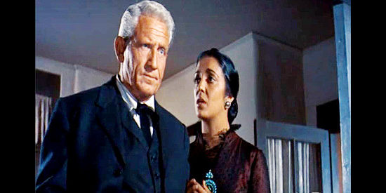 Katy Jurado as Senora Devereaux, trying to reason with her strong-willed husband Matt (Spencer Tracy) in Broken Lance (1954)