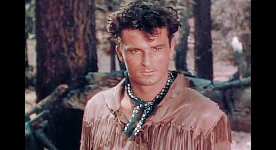 Keith Larsen as Carey Ross, the younger brother who can't stay out of trouble in Fort Vengeance (1953)