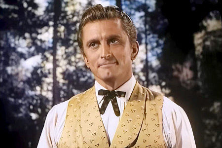 Kirk Douglas as Jim Fallon, plotting to get the timber from the California Sequoias in The Big Trees (1952)