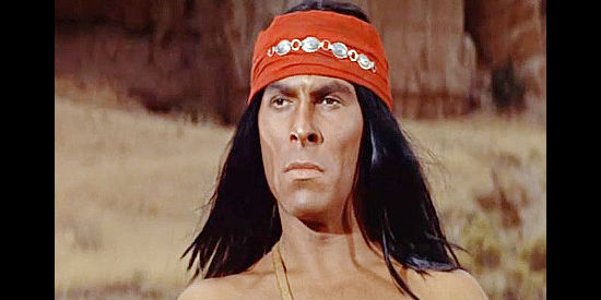 Larry Chance as Moving Cloud, a leader of the Apache warriors harassing Sgt. Vinson and his command in Fort Massacre (1958)