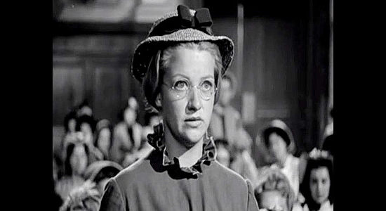 Lenore Lonergan as Maggie O'Malley, one of the women most prepared for the hazards of the trip ahead in Westward the Women (1951)