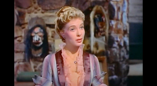 Lori Nelson as Cynthia Stanhope, the woman who travels West to marry Jonathan Adams in Mohawk (1956)