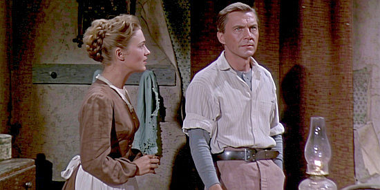 Marcia Henderson as Julie, urging Tracy Powell (David Wayne) to show some patience with ranching in The Naked Hills (1956)