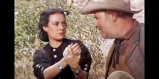 Maria Elena Marques as the Navajo girl, wondering if Doc (Ray Teal) is going to tie her up again in Ambush at Tomahawk Gap (1953)