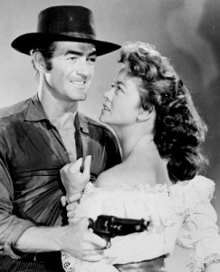 Mark Stevens as Jack Slade and Dorothy Malone as Virginia Dale in Jack ...