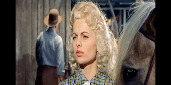 Martha Hyer as Nancy Warren, the woman who loves Brady Sutton in spite of his stint in prison in Wyoming Renegades (1955)