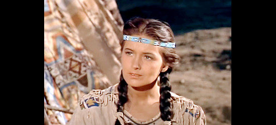 May Wynn as Manyi-ten, the white girl long ago captured by Kiowa in They Rode West (1954)