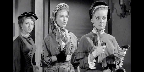 Merry Anders as Holly Dalton, Penny Edwards as Columbine Dalton and Lisa Davis as Rose Dalton in The Dalton Girls (1957)