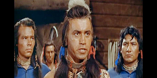 Michael Ansara as Kamiakin, a chief determined to defend land given to the Indians by treaty in PIllars of the Sky (1956)