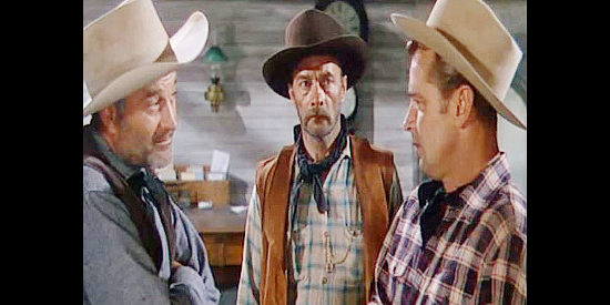 Milburn Stone as El Paso Sheriff Dawson, talking to Choya (Alan Ladd) and Leffingwell (Brian Keith) in Branded (1950)