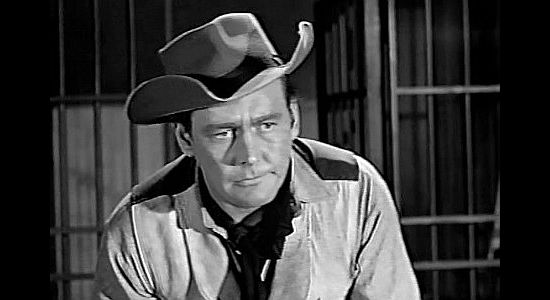 Myron Healy as Deputy Nix, the lawman with a grudge against young Tully Rice in The Young Guns (1956)