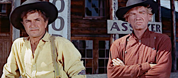 Noah Beery Jr. as Sam and John Dierkes as Carson, cowhands for Shep Horgan in Jubal (1956)