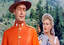 Alan Ladd as Thomas O'Rourke and Shelley Winters as Grace Markey in Saskatchewan (1954)
