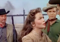 Deborah Miller (Dorothy Malone) trying to talk Kip Davis (Joel McCrea) into avoiding violence after his ranch is burned in South of St. Louis (1949)