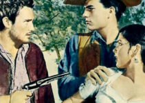 Dennis Hopper as Hatfield Carnes, Patrick Wayne as Jim Ellison and Yvonne Craig as Elena de la Madrid in The Young Land (1959)