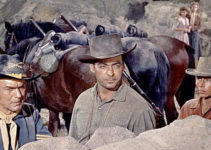 Francis De Sales as Sgt. Sheehan, Rory Calhoun as Logan Cates nd Tom Pittman as Lonnie Foreman in Apache Territory (1958)