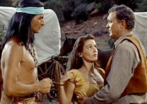 Lex Barker as Mangus reclaims his captive just as Riva (Joan Taylor) and Luke Fargo (Ben Johnson) were getting closer in War Drums (1957)