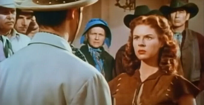 Mala Powers as Rose, about to be arrested in Rose of Cimarron (1952)