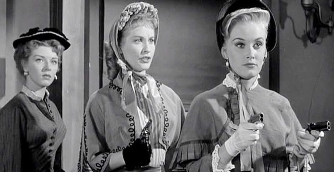 Merry Anders as Holly Dalton, Penny Edwards as Columbine Dalton and Lisa Davis as Rose Dalton in The Dalton Girls (1957)