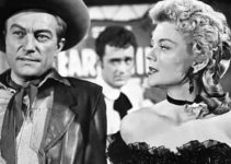 Richard Denning as Steve Ward and Peggie Castle as Maria 'Oklahoma' Saunders, former lovers reunited in The Oklahoma Woman (1956)