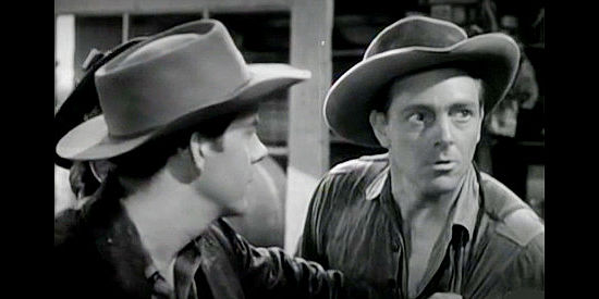 Paul Lanton as Violet Goss, springing to a lady's defense while his brother tries to keep him in check in Gentle Annie (1944)