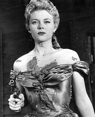 Peggie Castle as Marie Oklahoma Saunders in Oklahoma Woman (1956)
